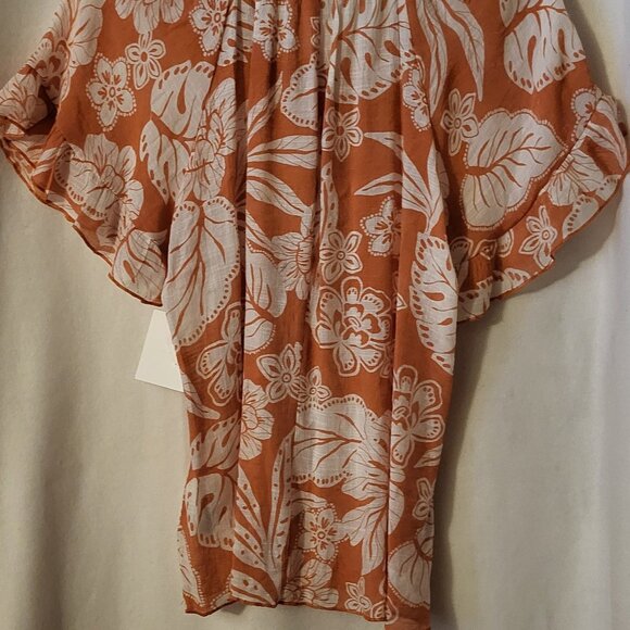 CORVIA ORANGE AND WHITE FLORAL TOP - Picture 4 of 7